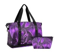 Misterioso drago viola borsone da viaggio borsa a mano borsa tote con cinghia regolabile per escursioni pieghevole, misterioso drago viola, 1 dimensione, misterioso drago viola, 1 size