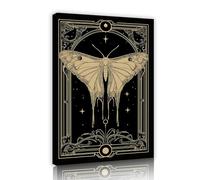 Misterioso Elegante Tela di Canestra Nera Pittura Stampe Falena Farfalla Parete Art Poster per Soggiorno Camera Da Letto Studio Decorazione Facile da Appendere 50x75cm Innerframe