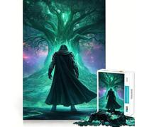 Misterioso guerriero davanti all'albero luminoso Puzzle da 1000 pezzi per adulti Regalo, gioco di logica, momento di condivisione, taglio preciso, sorpresa di compleanno (38x52cm)