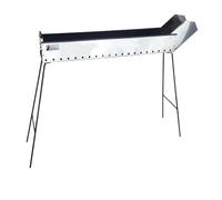 Mistermoby Barbecue Fornacella Acciaio da 70 Cm, Becco Canaletta per la cottura di Arrosticini Spiedini Carne Pesce Souvlaki Kebab Skewers, piedi richiudibili, Artigianale made in Italy