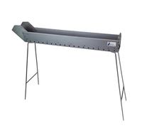 Mistermoby Barbecue Fornacella da 90 Cm, con Becco Canaletta in metallo cuoci Arrosticini Spiedini Carne Pesce Souvlaki Kebab Skewers, piedi richiudibili, Artigianale made in Italy