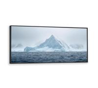 Mistero Iceberg Oceano Murale Tela di canapa Arte della parete Paesaggio invernale Immagini di opere d'arte Stampe Grandi poster Pittura per l'aula Decor del portico 40x101cm con cornice nera
