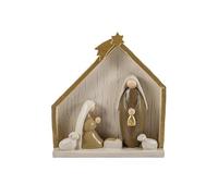 Mistero Moderno senza Volti con Portale Animali e Stella Marrone e Oro in Resina Dipinto a Mano 17x7x19 cm