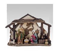 Mistero Nascita di 1 Pezzo con la Sacra Famiglia in Resina Dipinta a Mano 31x10x21 cm