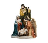 Mistero Nascita di 1 Pezzo con l'Angelo Guardando il bambino in Resina Dipinto a Mano 15x6x30 cm