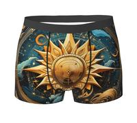 Mistero Sacro del Sole E della Luna d'oro Uomo Boxer Aderenti Flessibile Boxer Shorts Comfort Slip Mutande L