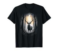 Mistico Cervo Buck nel bosco illuminato dal sole Natura Bosco Cervo Maglietta