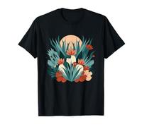 Mistico Deserto Notte Fiori Cactus Luna Piena Maglietta