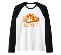 Mistico Egitto Piramidi Faraone Deserto Africa Il Cairo Maglia con Maniche Raglan