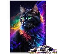 Mistico gatto nero 1000 pezzi puzzle puzzle per adulti bambini puzzle di cartone puzzle educativo FamilyGame 10,27 "x 20,47"/26 x 38 cm.