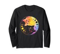 Mistico Halloween Cat Yin e Yang Fasi lunari celesti Maglia a Manica