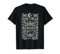 Mistico Libellula falena Farfalla Celeste Boho Folk Art Maglietta