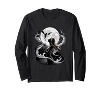 Mistico Luna Piena Drago Donna Fantasy Notte Maglia a Manica