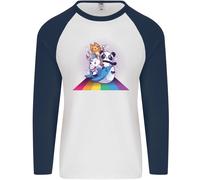 Mistico Orso Panda Unicorn Gatto E Squalo Uomo L/S Baseball T-Shirt
