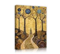 Mistico Sentiero Forestale Tela di canapa Arte della parete Albero astratto Natura Pittura Immagini Stampe d'arte per casa Soggiorno Ufficio Decor 80x130cm Innerframe