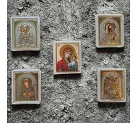 misticSparks - Set di 5 icone "Maria con bambino", 60 x 50 mm, litografie nella cornice, miniature religiose per altare di casa, preghiera e regalo, cattolico e ortodosso