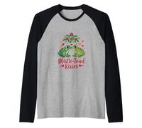 Mistle-Toad Kisses - Simpatiche Rane di Natale sotto Il vischio Maglia con Maniche Raglan
