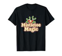 Mistletoe Magic Joyful Season Vibes Natale Vacanze Retro Maglietta