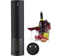 MISTPURE Apribottiglie elettrico, cavatappi automatico ricaricabile, apribottiglie elettrico contiene tagliacapsule, versatore, linea di ricarica USB (nero)