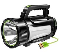 MISTPURE Torcia a LED ricaricabile con USB, torcia tattica ad alta luminosità, super luminosa, con cavo USB, torcia impermeabile adatta per escursioni, campeggio