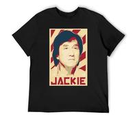 MISTT WOPII Gteye Jackie Chan Retro Propaganda Men's T-Shirt Black XXL