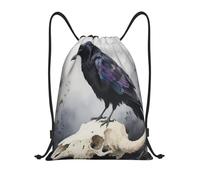 Misty Crow Black Purple Borsa Coulisse Pieghevole Borsa con Cordoncino Unisex Zaino da Viaggio per Nuoto Shopping Uomo 36X42Cm