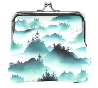 Misty Green Mountains Trees Portamonete da donna e sacchetti con fibbia con chiusura a bacio borsa per il cambio della carta