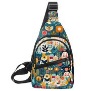 Misty Pine Forest on The Mountain Slope in a Nature Reserve Sling Bag per donne uomini Crossbody Tote Blet Borse Zaino Marsupio Borsa da viaggio, Multicolore 17, 11.8x7x1.5in/30x18x4cm