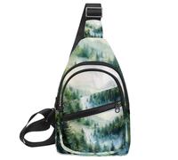 Misty Pine Forest on The Mountain Slope in a Nature Reserve Sling zaino, borsa a tracolla regolabile borsa a tracolla viaggio escursionismo zaino, Multicolore 02, 11.8x7x1.5in/30x18x4cm