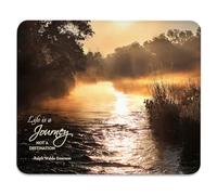 Misty River At Sunrise Life Is A Not A Destination Inspirational Quote Tappetini Mouse Soffice Mousepad Bordo Cucito Tappetino per Mouse per Laptop Casa Ufficio 25X30Cm