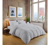 MistyMorning Set copripiumino in tinta unita, morbido e di alta qualità, in cotone egiziano a 200 fili, colore grigio argento, per letto super king size