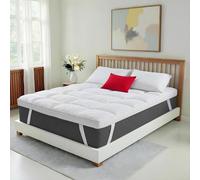 MistyMorning Topper letto singolo da 10 cm, qualità alberghiera, ultra morbida, ipoallergenica, con imbottitura pesante, cinghie elastiche, protezione dagli acari della polvere (singolo (90 x 190 + 10