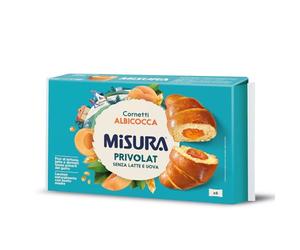 Misura Cornetti Albicocca Privolat | Senza Latte e Uova | Più Ricchi di Farcitura | Confezione da 298 grammi