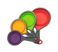 Misura facilmente gli ingredienti con 4 misurini in silicone e cucchiai, perfetto per viaggi e cucina all'aperto