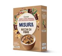 Misura Fibrextra Cereali Integrali con Riccioli di Cioccolato Fondente - Farro Integrale, Riso e Avena, con Frumento Integrale da Filiera Italiana, Confezione da 300 gr