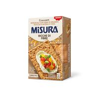 Misura Fibrextra Croccanti - Crackers con Farina 100% Integrale, Semi di Sesamo, Fiocchi d’Avena e Chia, Ricchi di Fibre, Contiene 8 Fette, Confezione Richiudibile Salvafreschezza da 160 gr
