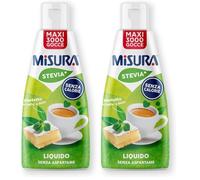 Misura® Stevia Dolcificante Liquido Zero Calorie, Perfetto Caffe’ e Dolci, Senza Glutine, Senza Aspartame, Vegano, Confezione Apri e Chiudi, 205ml (Confezione da 2)