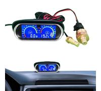 Misuratore auto 2 in 1 - Misuratore auto multifunzionale display a LED | temperatura dell'acqua, tensione, pressione olio | universale 12 V/24 V, resistente alle vibrazioni e preciso