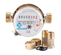 Misuratore di acqua fredda DN15 1/2" con contatore rotante regolabile a 360°, ad alta precisione, 0,0001 m³, misuratore di portata meccanico per irrigazione da giardino con raccordi in rame