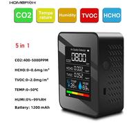 Misuratore di CO2 multifunzionale 5in1 Tester digitale di umidità della temperatura Anidride carbonica TVOC HCHO Rilevatore Monitor della qualità dell'aria