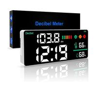Misuratore di decibel, Misuratore di decibel digitale 4 in 1 Misuratore di rumore del livello sonoro sospeso a parete Gamma 30-130 dB Ampio display a LED da 11 pollici multifunzione per misurazioni do