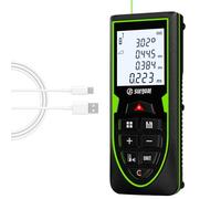 Misuratore di distanza laser verde 120 m - Misuratore laser digitale ricaricabile USB con sensore angolare, LCD retroilluminato, area/volume/pitagorica, precisione ± 3 mm, strumento di misurazione