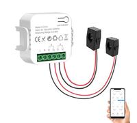 Misuratore di energia intelligente WIFI: monitor intelligente dell'energia a doppio canale, misuratore di potenza intelligente con 2 morsetti da 80 A, monitoraggio remoto app, dati in tempo reale,