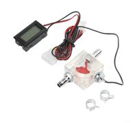 Misuratore di flusso a tre vie con termometro a LED per il raffreddamento dell'acqua, display digitale con sonda e cavo da 50 cm, con connettori per tubi e fascette per sistemi di raffreddamento ad
