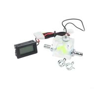Misuratore di flusso a tre vie con termometro a LED per il raffreddamento dell'acqua, display digitale con sonda e cavo da 50 cm, con connettori per tubi e fascette per sistemi di raffreddamento ad