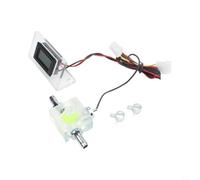 Misuratore di flusso a tre vie con termometro a LED per il raffreddamento dell'acqua, display digitale con sonda e cavo da 50 cm, con connettori per tubi e fascette per sistemi di raffreddamento ad
