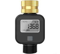 Misuratore di flusso d'acqua in ottone da 3/4 di pollice con display LCD per filettatura BSP e NH, filtro anti-intasamento, adatto per irrigazione del giardino e monitoraggio dell'uso dell'acqua