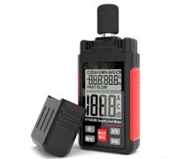 Misuratore di livello acustico digitale 30-130 dBA con temperatura e umidità, retroilluminazione LCD, Fast/Slow, misuratore di rumore impermeabile per edilizia industriale (HT602B)