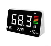 Misuratore di livello sonoro con orologio di umidità e temperatura, da appendere alla parete, 30-130 dB, grande display a LED, monitor del rumore, tester SPL per aule, studio, casa, ufficio