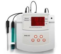 Misuratore di pH da laboratorio da tavolo, tester di acidità e alcalinità del pH da laboratorio, misuratore di pH da banco con calibrazione automatica, precisione di ±0,01 pH, 2 elettrodi PH/Temp